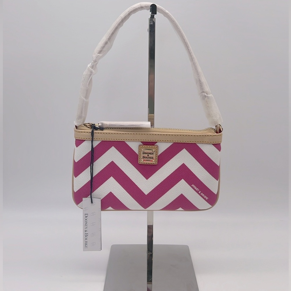 Dooney & Bourke Chevron Large Slim Wristlet Fuschia